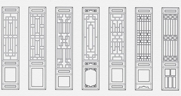 宜兴常用中式仿古花窗图案隔断设计图